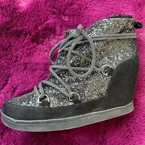 Juicy Coutoure sparkly wedge boots